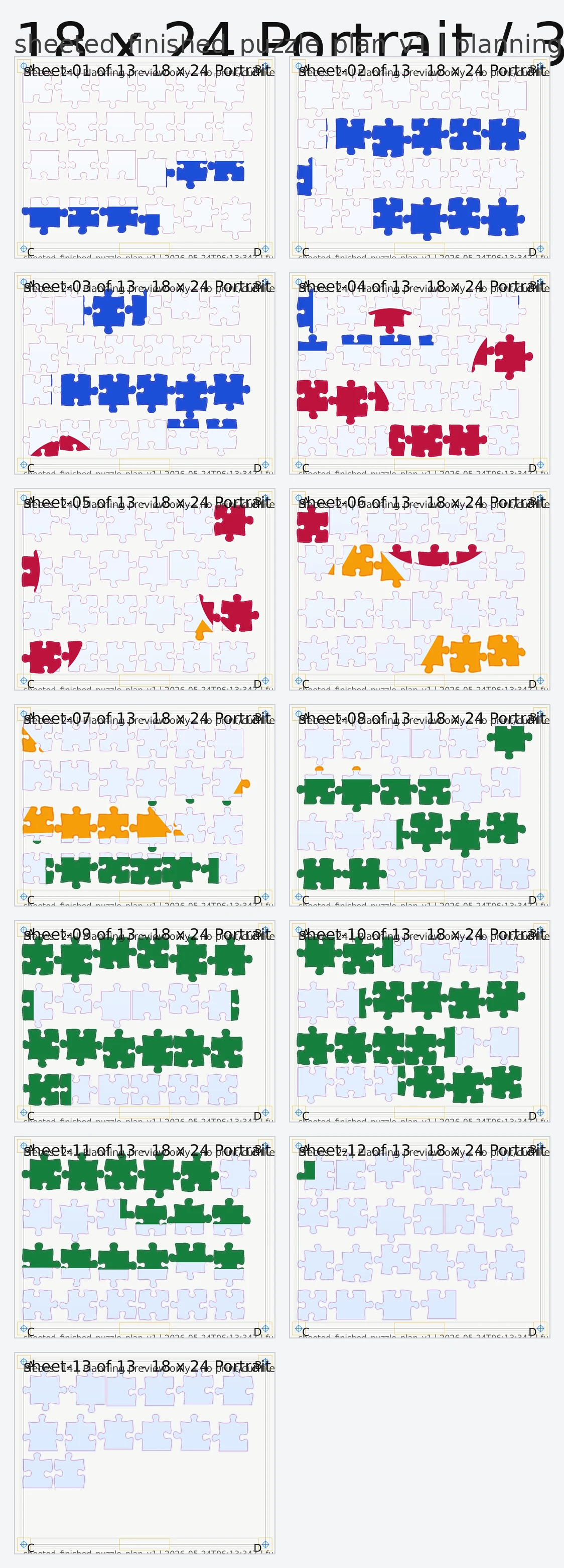 Manufacturing sheet layout preview