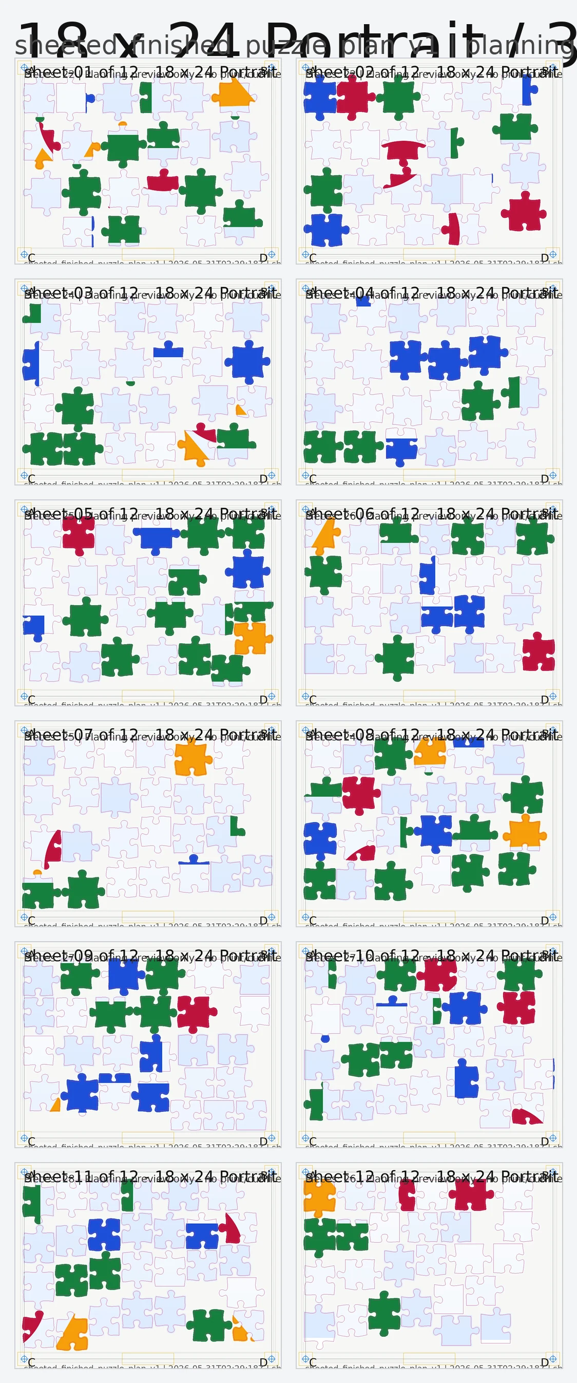 Manufacturing sheet layout preview