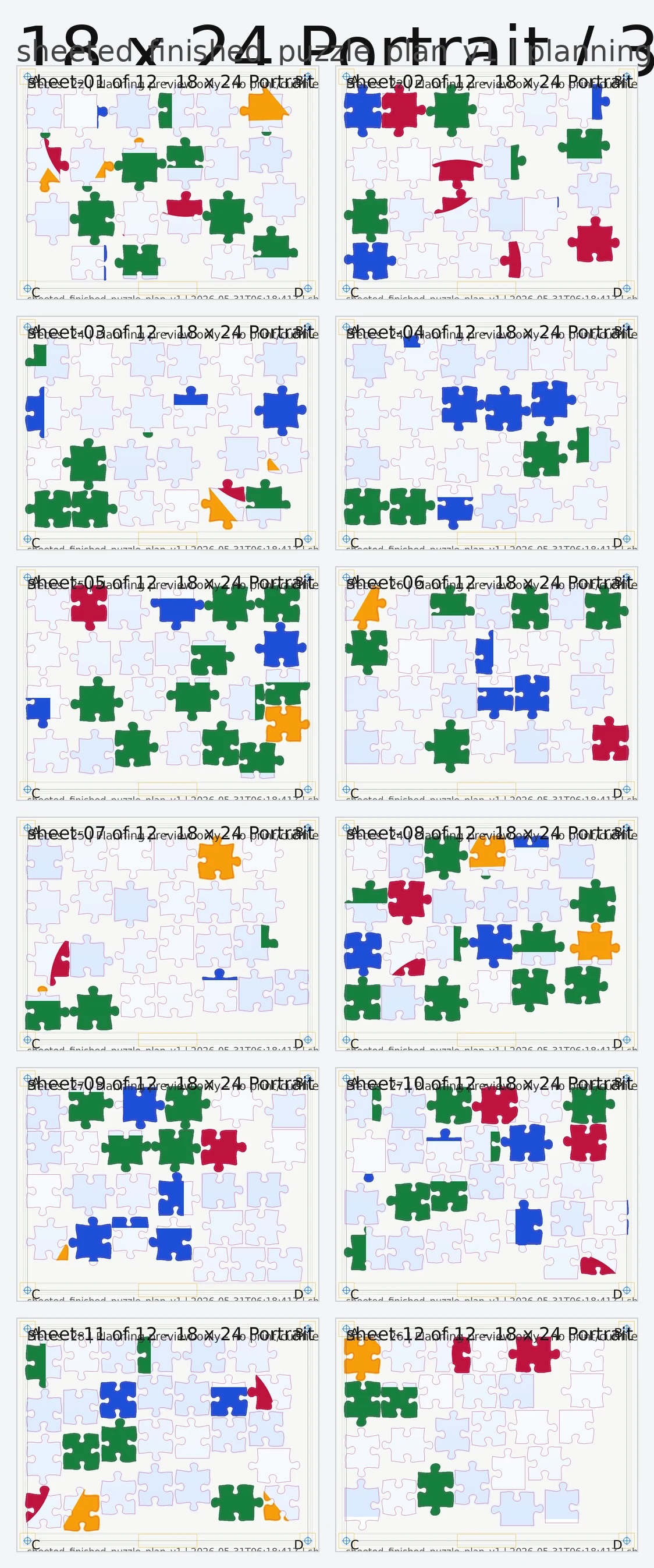 Manufacturing sheet layout preview